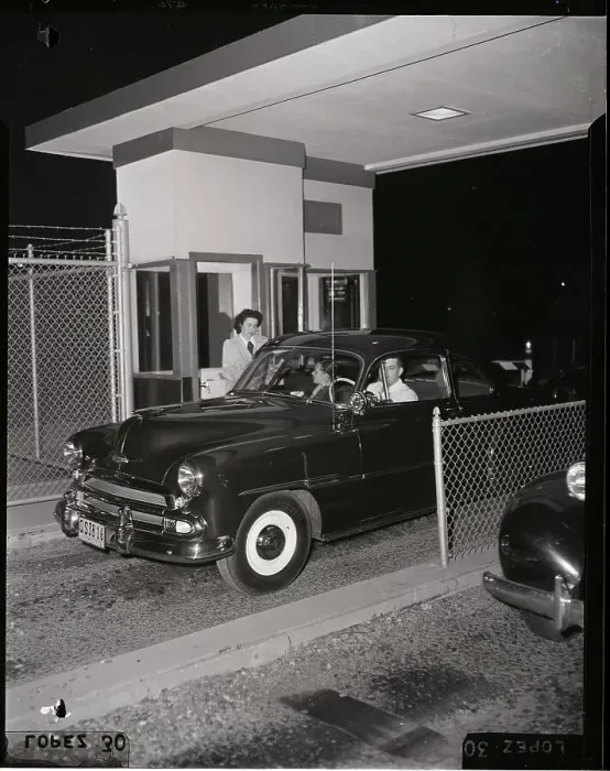 Framed Print : Car Stopped At Cashier Ticket Booth Framed Print : Car Stopped At Cashier Ticket Booth