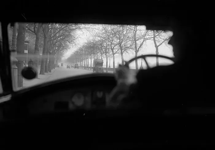 Framed Print : Car View. March 1929: A view through the windscreen of a car Framed Print : Car View. March 1929: A view through the windscreen of a car
