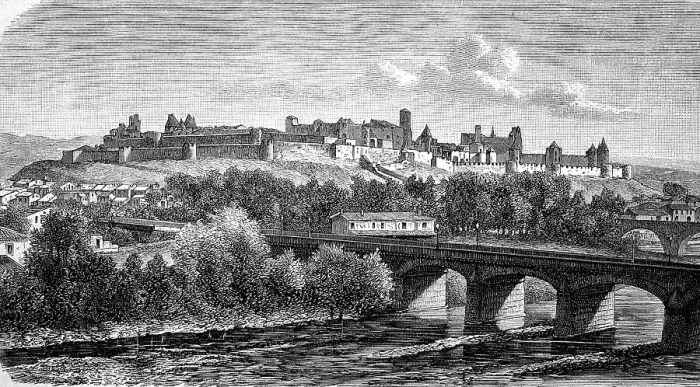 Framed Print : Carcassonne in the South of France, France, in 1880, Historic, Digital Reproduction of an Original 19th century Original Framed Print : Carcassonne in the South of France, France, in 1880, Historic, Digital Reproduction of an Original 19th century Original