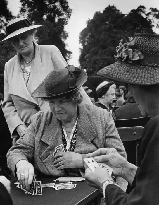 Framed Print : Card Game. 1942: Card players playing whist outside Framed Print : Card Game. 1942: Card players playing whist outside