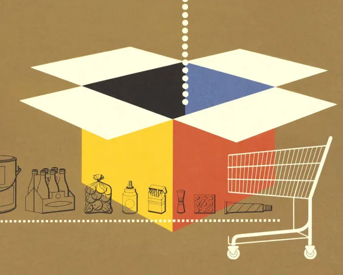 Framed Print : Cardboard Box and Shopping Cart Framed Print : Cardboard Box and Shopping Cart