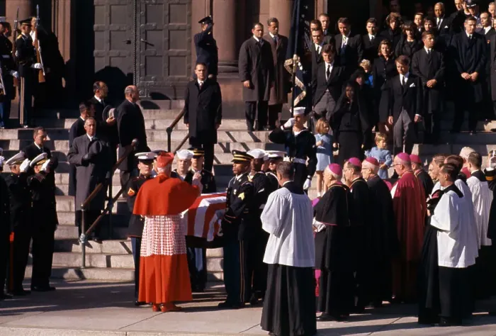 Framed Print : Cardinal Cushing Imparting Blessing over JFK's Coffin Framed Print : Cardinal Cushing Imparting Blessing over JFK's Coffin