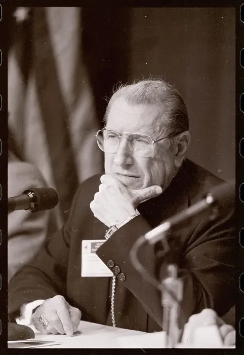 Framed Print : Cardinal John O'Connor During a Conference Framed Print : Cardinal John O'Connor During a Conference