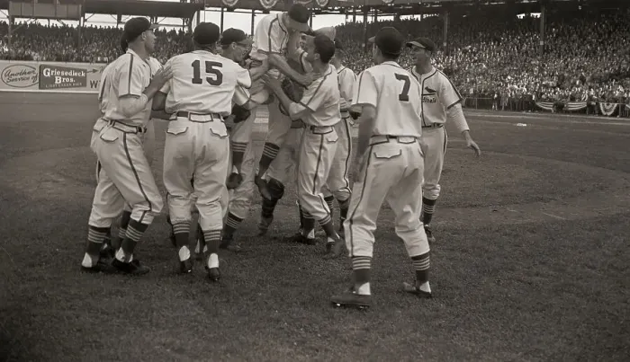 Framed Print : Cardinals Carry Their Pitcher Off Field Framed Print : Cardinals Carry Their Pitcher Off Field