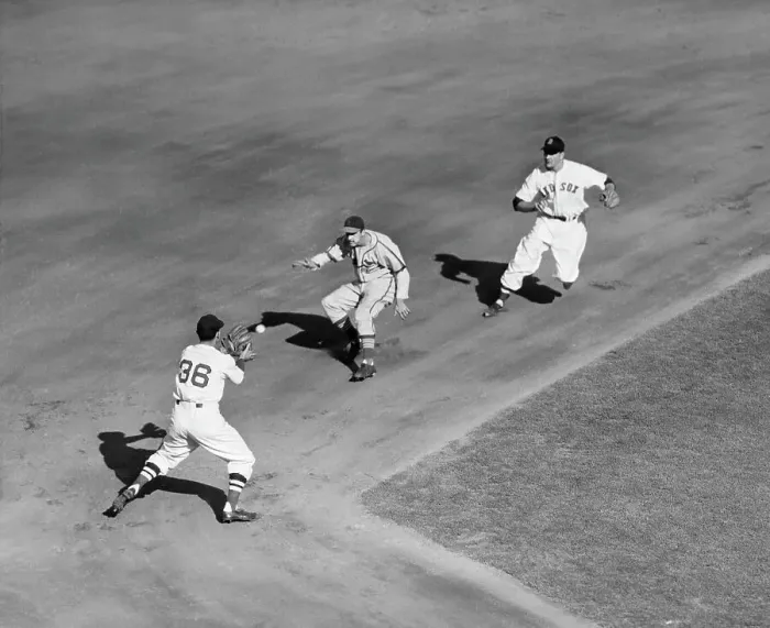 Framed Print : Cardinals Stan Musial Being Tagged Out Framed Print : Cardinals Stan Musial Being Tagged Out