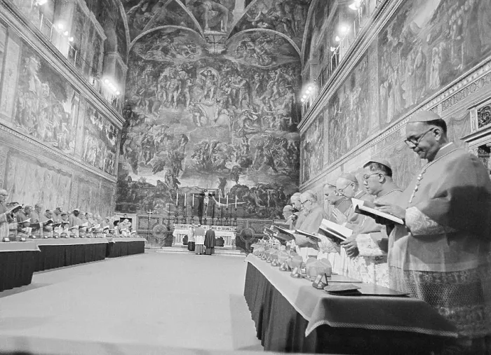 Framed Print : Cardinals Voting in Sistine Chapel for New Pope Framed Print : Cardinals Voting in Sistine Chapel for New Pope