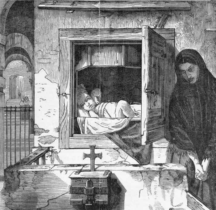 Framed Print : Caretaker and Unwanted Infant at Foundling Site Framed Print : Caretaker and Unwanted Infant at Foundling Site