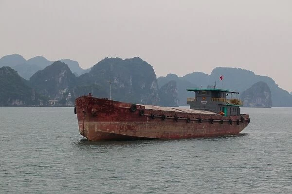 Cargo ship near Halong Bay