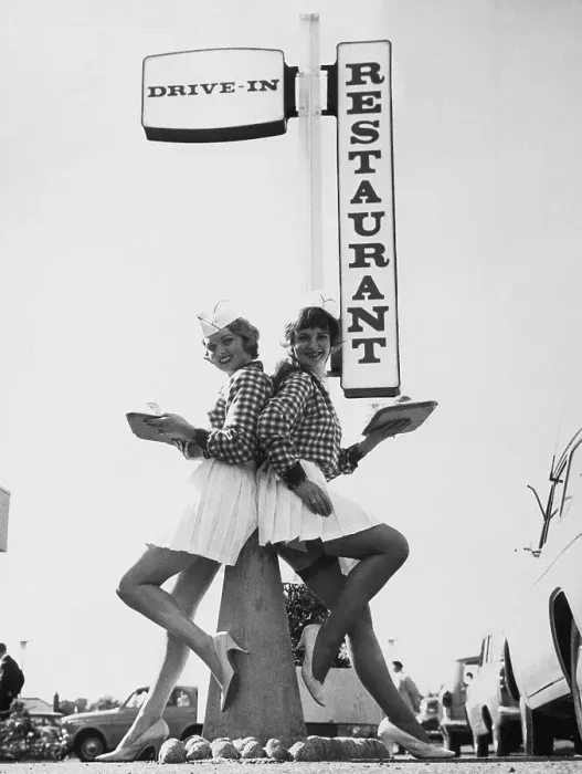 Framed Print : Carhops at English Drive-in Restaurant Framed Print : Carhops at English Drive-in Restaurant