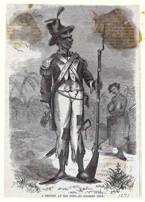 Framed Print : Caricature Of Black Soldier / Sentry Framed Print : Caricature Of Black Soldier / Sentry