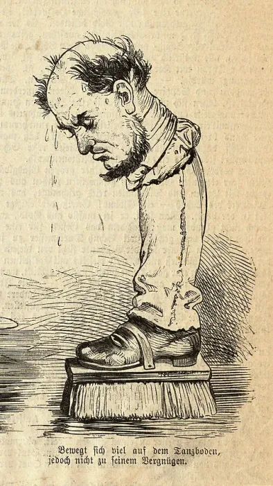 Framed Print : Caricature of Leg Attached to Head of Man Framed Print : Caricature of Leg Attached to Head of Man