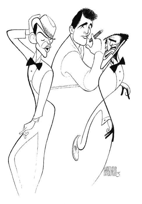 Framed Print : Caricature Of Sinatra, Martin, & Davis Framed Print : Caricature Of Sinatra, Martin, & Davis