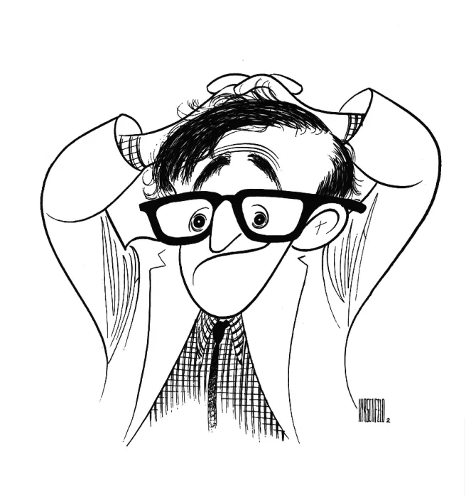 Al Hirschfeld Caricature Print of Woody Allen, 1967. Art Prints