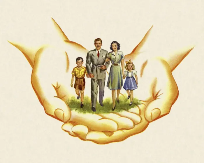 Framed Print : Caring Hands Holding a Family Framed Print : Caring Hands Holding a Family