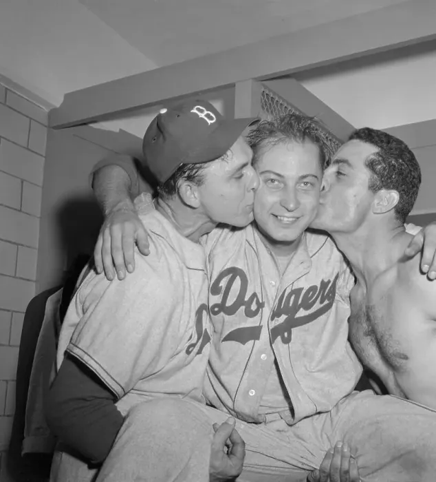 Framed Print : Carl Furillo and Gil Hodges Kissing Johhny Podres Framed Print : Carl Furillo and Gil Hodges Kissing Johhny Podres