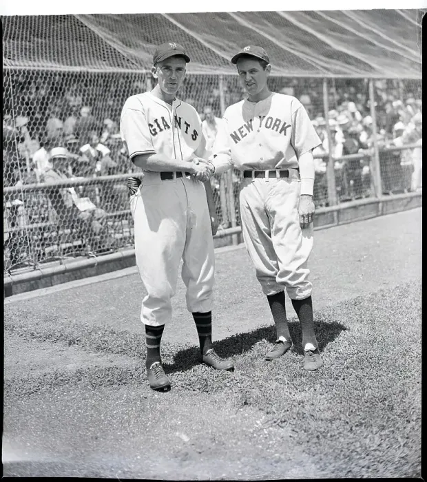 Framed Print : Carl Hubbell And Vernon Gomez, Handshake Framed Print : Carl Hubbell And Vernon Gomez, Handshake