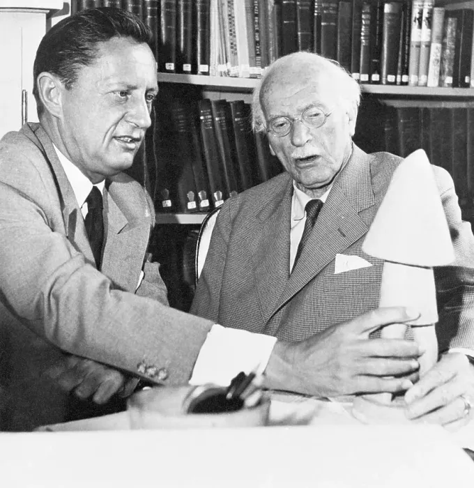 Framed Print : Carl Jung and Carleton Smith Discussing Artifact Framed Print : Carl Jung and Carleton Smith Discussing Artifact