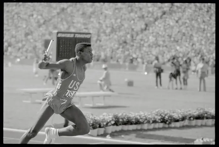 Framed Print : Carl Lewis Breaking Through The Finish Line Framed Print : Carl Lewis Breaking Through The Finish Line
