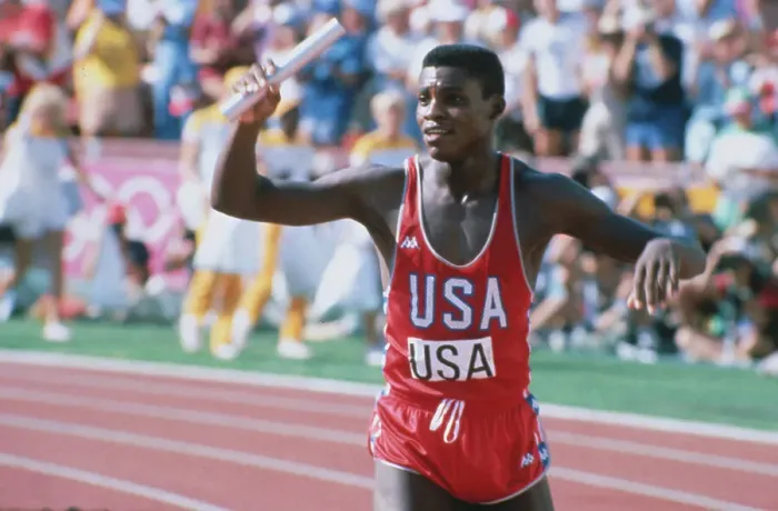 Framed Print : Carl Lewis Finishing Race Framed Print : Carl Lewis Finishing Race