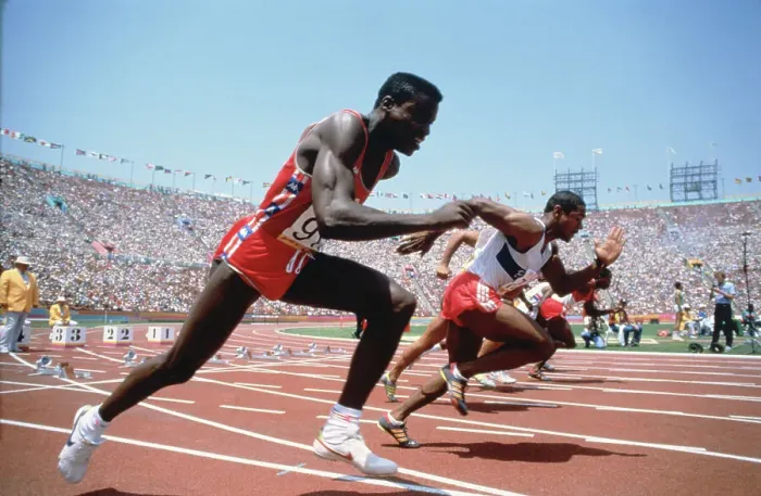 Framed Print : Carl Lewis Finishing Track Event for an Olympic Gold Medal Framed Print : Carl Lewis Finishing Track Event for an Olympic Gold Medal