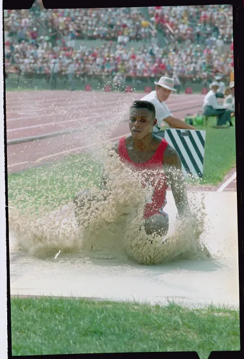Framed Print : Carl Lewis Qualifying for Long Jump Framed Print : Carl Lewis Qualifying for Long Jump