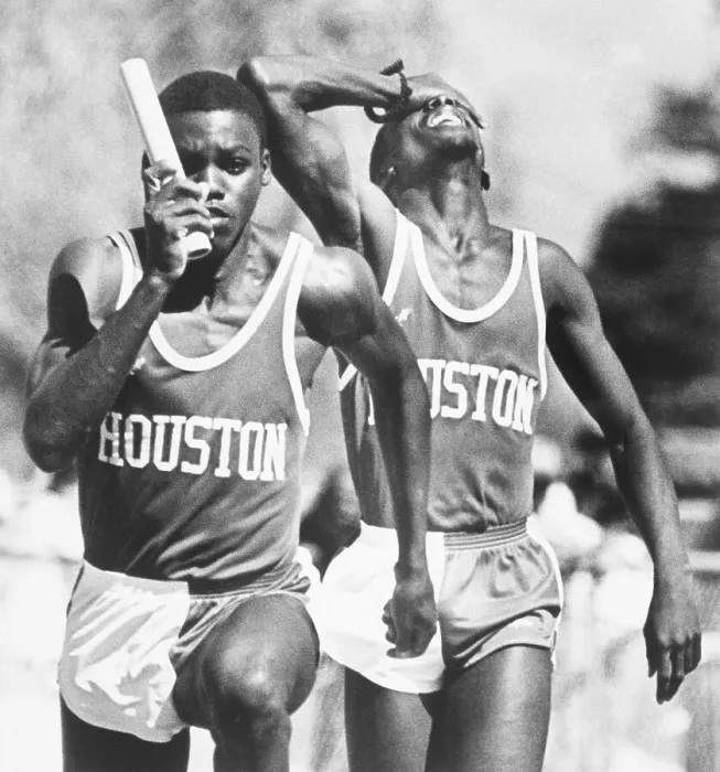 Framed Print : Carl Lewis Running Relay with Greg Turner Framed Print : Carl Lewis Running Relay with Greg Turner