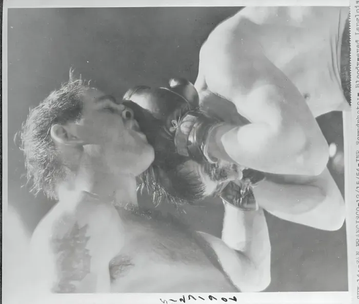 Framed Print : Carl Olson Punching Pierre Langlois