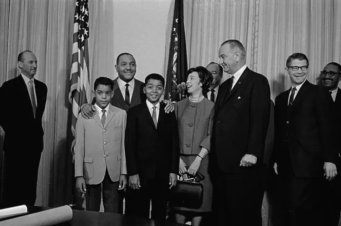 Framed Print : Carl T. Rowan and Family with President Johnson Framed Print : Carl T. Rowan and Family with President Johnson
