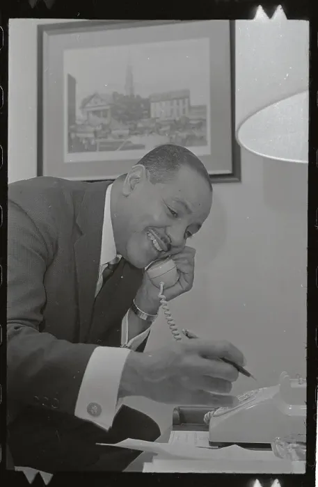 Framed Print : Carl T. Rowan Talking on Telephone Framed Print : Carl T. Rowan Talking on Telephone