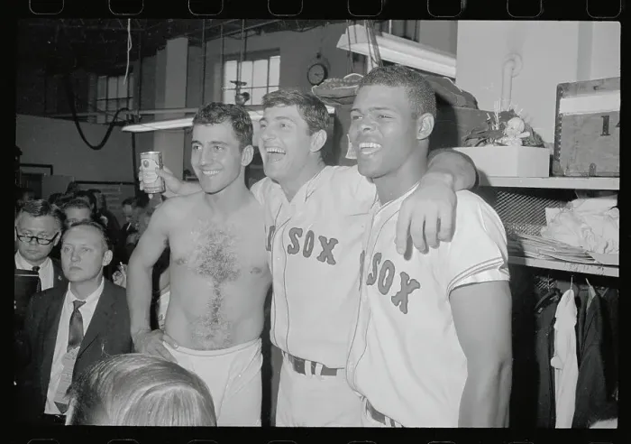 Framed Print : Carl Yastrzemski Posing with Teammates Framed Print : Carl Yastrzemski Posing with Teammates