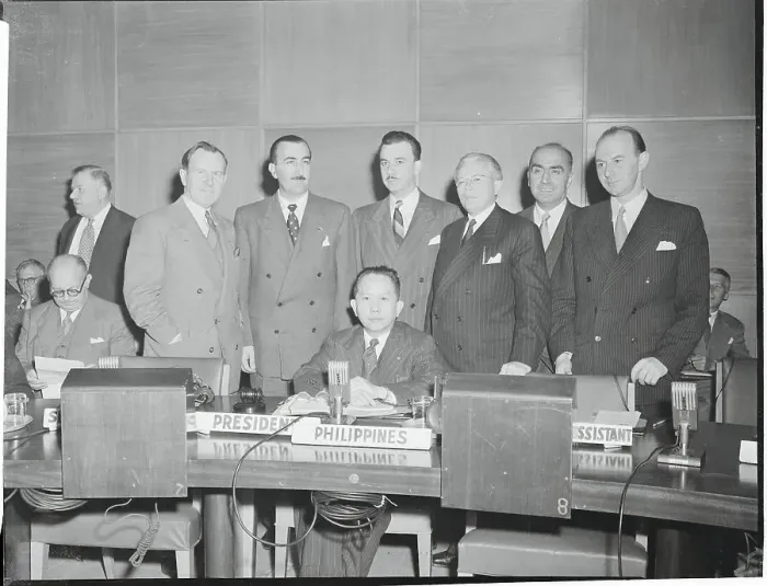 Framed Print : Carlos P. Romulo Posing with UN Members Framed Print : Carlos P. Romulo Posing with UN Members