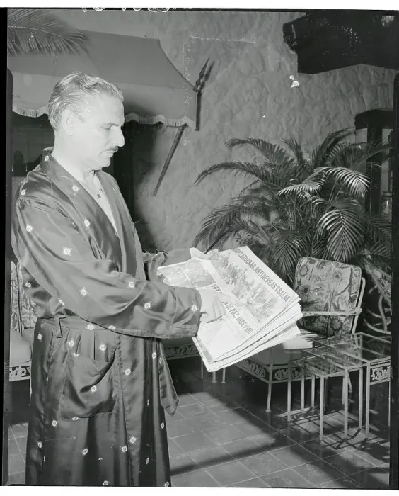 Framed Print : Carlos Prio Socarras Pointing to Newspaper Framed Print : Carlos Prio Socarras Pointing to Newspaper