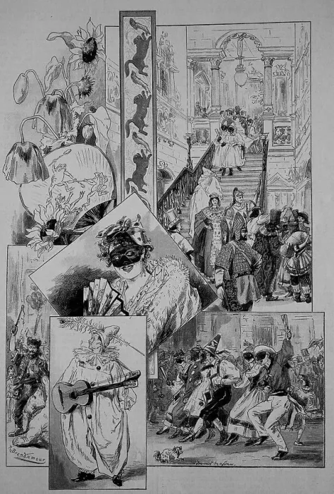 Framed Print : The Carnival in Duesseldorf, various scenes, Germany, 1899, Historic, digital reproduction of an original 19th century master, original date not known Framed Print : The Carnival in Duesseldorf, various scenes, Germany, 1899, Historic, digital reproduction of an original 19th century master, original date not known