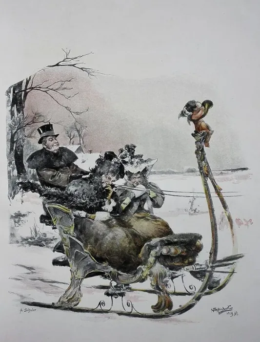 Framed Print : Carnival friends, on their way to a carnival event by sleigh, 1881, Germany, Historic, digital reproduction of an original 19th-century original Framed Print : Carnival friends, on their way to a carnival event by sleigh, 1881, Germany, Historic, digital reproduction of an original 19th-century original