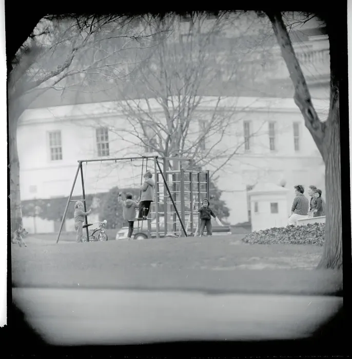 Framed Print : Caroline Kennedy at Playground with Friends and Dog Framed Print : Caroline Kennedy at Playground with Friends and Dog