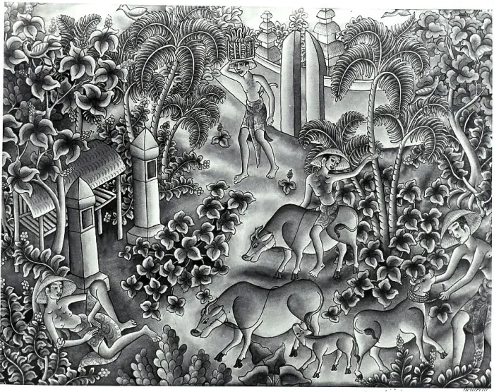 Framed Print : Carpet From Bali Showing Water Buffaloes