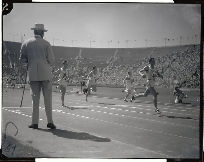 Framed Print : Bill Carr Running in Race Framed Print : Bill Carr Running in Race