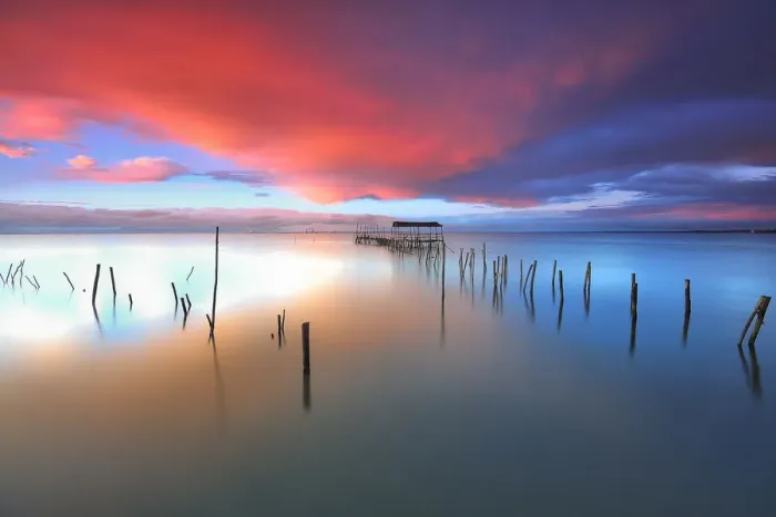 Framed Print : Carrasqueira pier built in traditional wooden stakes Framed Print : Carrasqueira pier built in traditional wooden stakes