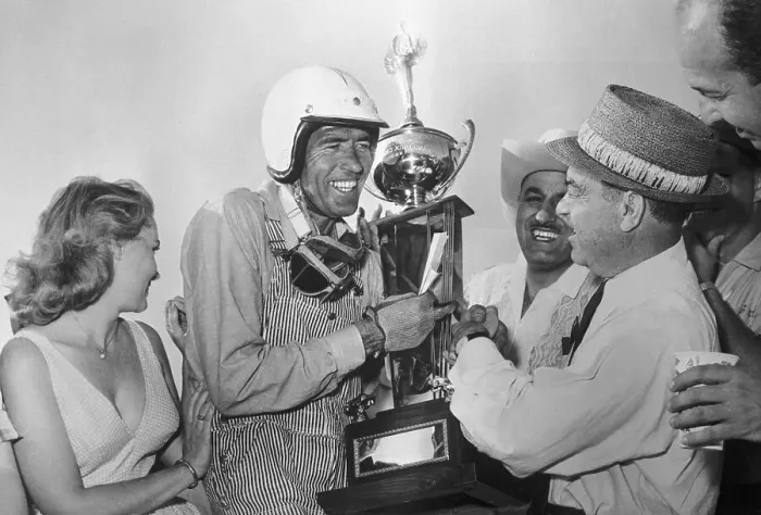 Framed Print : Carroll Shelby Accepting Race Car Trophy Framed Print : Carroll Shelby Accepting Race Car Trophy