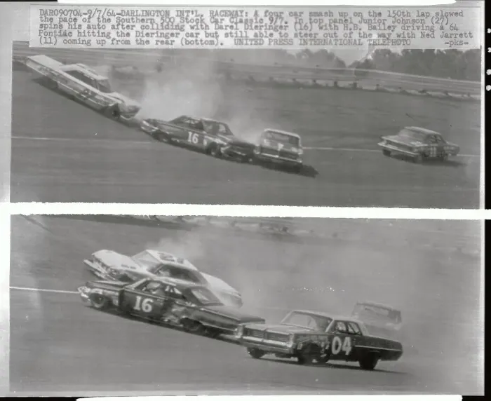 Framed Print : Four Cars Crashing at Darlington Raceway Framed Print : Four Cars Crashing at Darlington Raceway