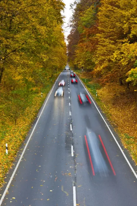 Framed Print : Cars driving on a country road in autumn, Hesse, Germany, Europe