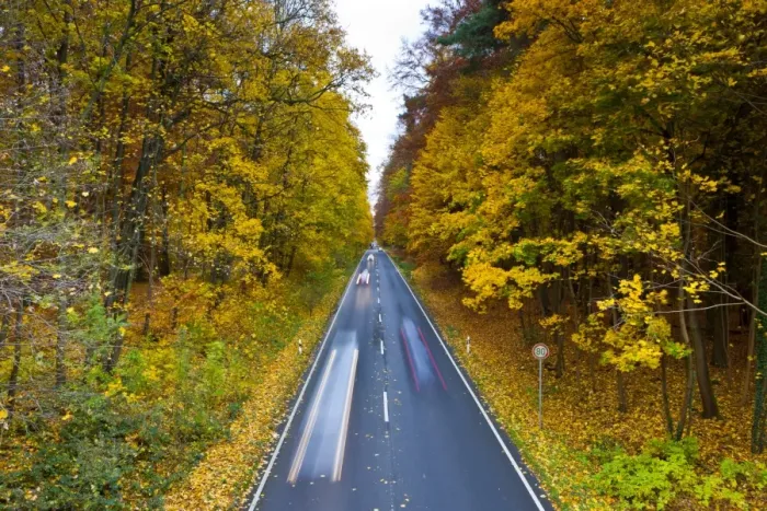 Framed Print : Cars driving on a country road in autumn, Hesse, Germany, Europe Framed Print : Cars driving on a country road in autumn, Hesse, Germany, Europe
