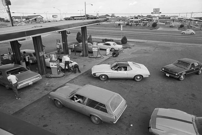 Framed Print : Cars Driving up for Gas Framed Print : Cars Driving up for Gas