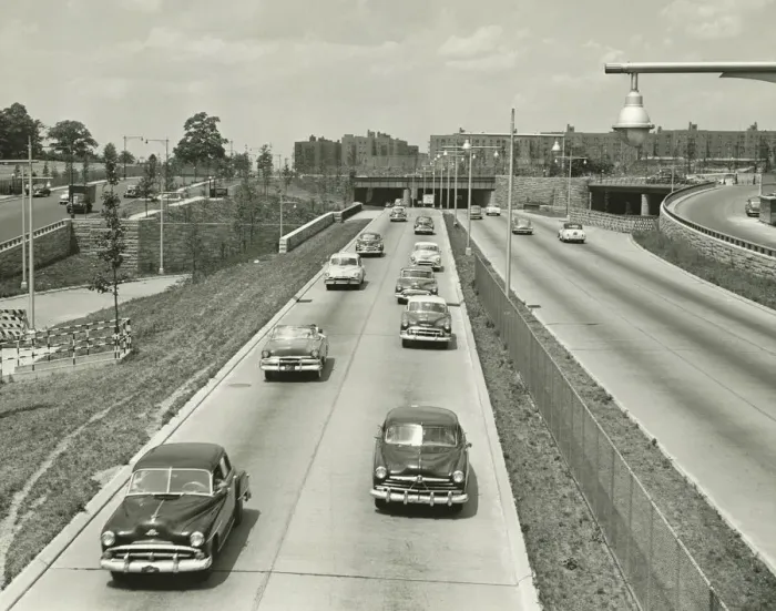 Framed Print : Cars on two lane highway, (B&W), elevated view Framed Print : Cars on two lane highway, (B&W), elevated view