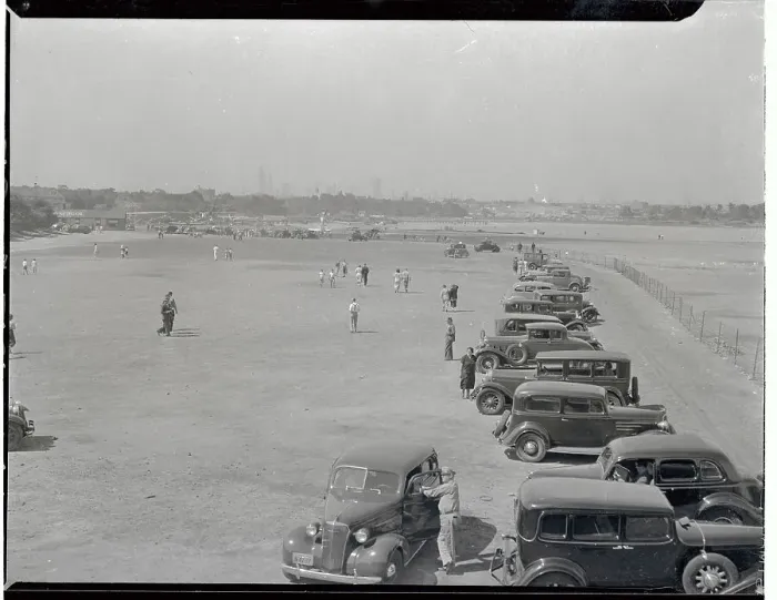 Framed Print : Cars Lined Up at North Beach Airport Under Renovation Framed Print : Cars Lined Up at North Beach Airport Under Renovation