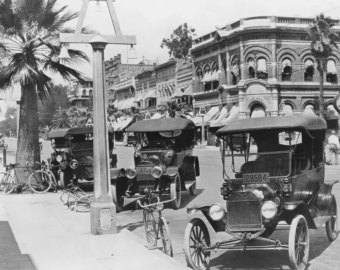 Framed Print : Cars Parked Alongside Street