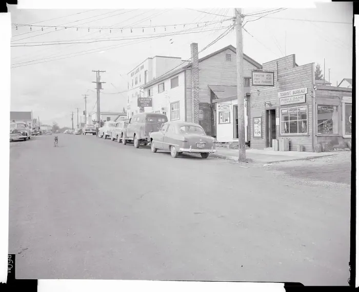 Framed Print : Cars Parked Along a Town Street Framed Print : Cars Parked Along a Town Street