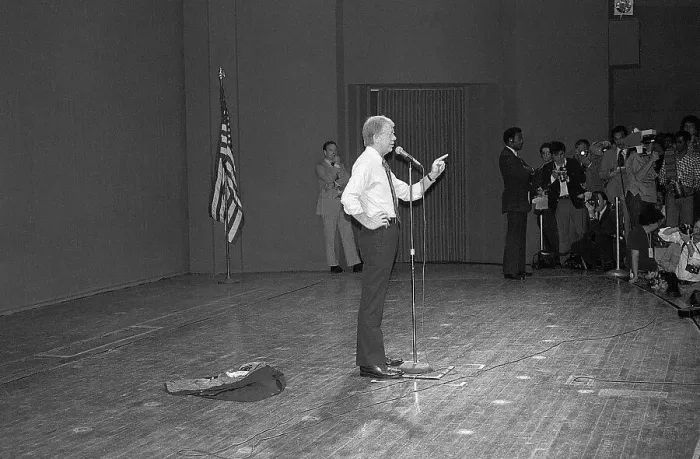 Framed Print : Carter Gives Informal Speech in Brooklyn Framed Print : Carter Gives Informal Speech in Brooklyn
