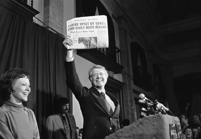 Framed Print : Carter Holds an Incorrect Newspaper Early Edition Framed Print : Carter Holds an Incorrect Newspaper Early Edition