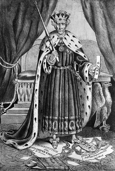 Framed Print : Cartoon Branding Andrew Jackson As King Framed Print : Cartoon Branding Andrew Jackson As King